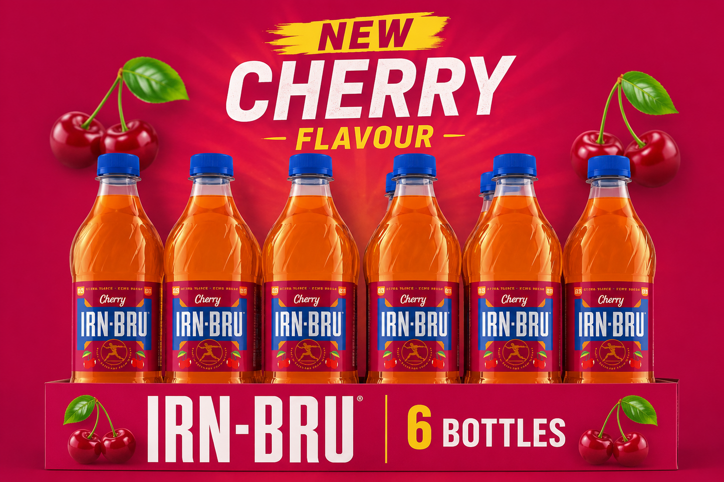 IRN-BRU Cherry Flavour 6x500ml Bottles New Limited Edition Soft Drink