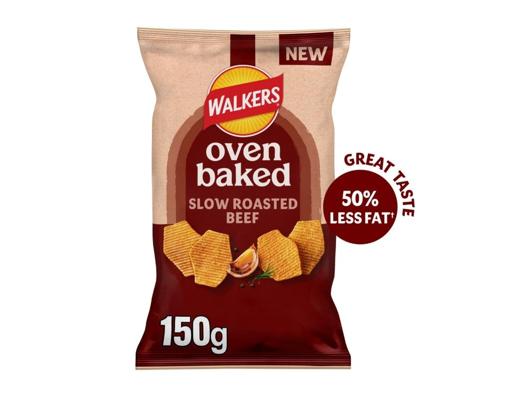 Walkers 6x 150g Oven Baked Crisps Roasted Beef Snacks