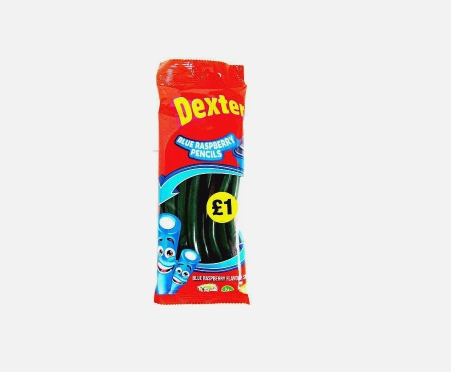 Dexter Blue Raspberry Pencils 6 Pack | Sour Gummy Candy Sweets Bulk