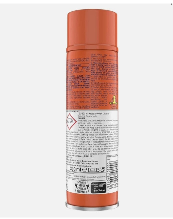 Mr Muscle Oven Cleaner Spray 300ml x2 | Heavy Duty Grease Remover | No Scrubbing