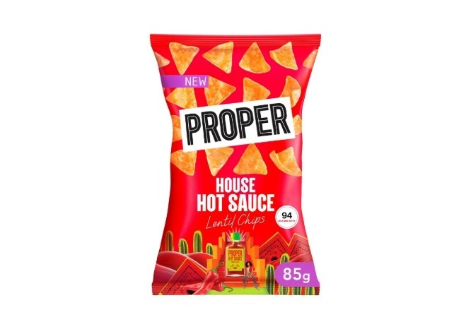 Proper 6x 85g Hot Sauce House Lentil Chips pack of 6