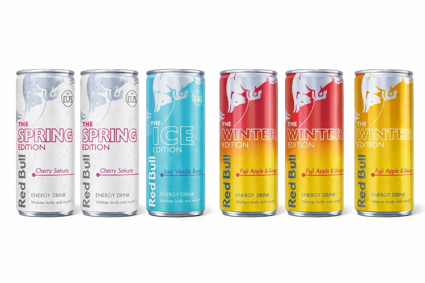 Red Bull Top 3 Flavours Cherry , Vanilla , Fuji Apple & Ginger 2 Can Each