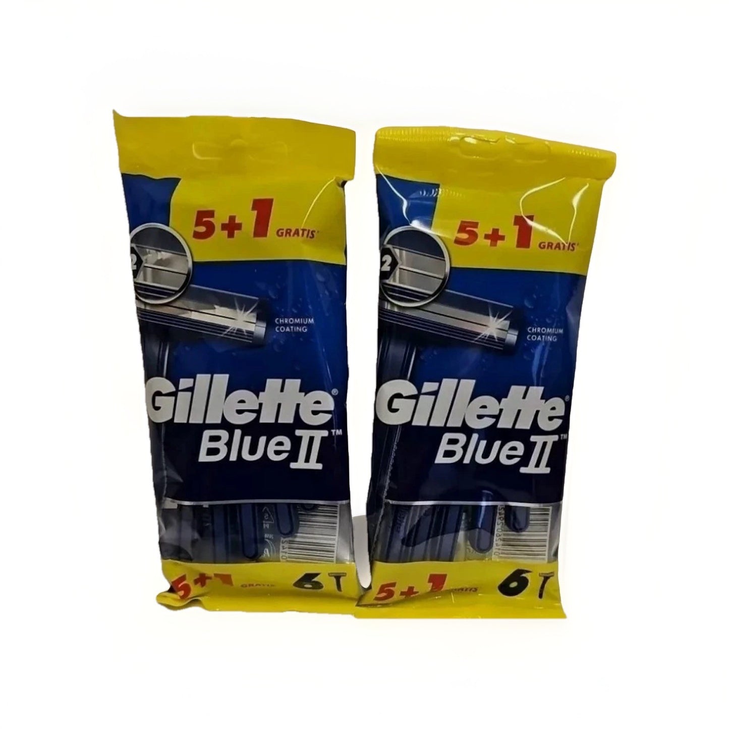 GILLETTE BLUE 2 CHROMIUM 6 PACK X 3 PACKS = 18 RAZORS