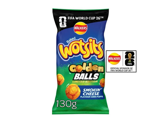 Walkers Wotsits 6x 130g Golden Balls Smokin Cheese Puffs Sharing Crisps