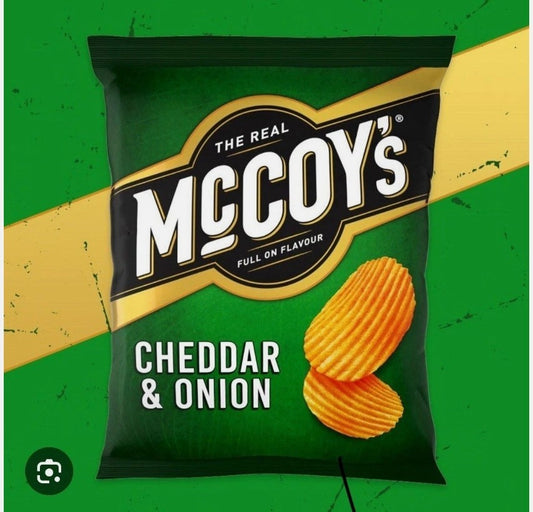 McCoys Ridge Cut Crisps Box of 36 x 25g Cheddar & Onion multipack great value