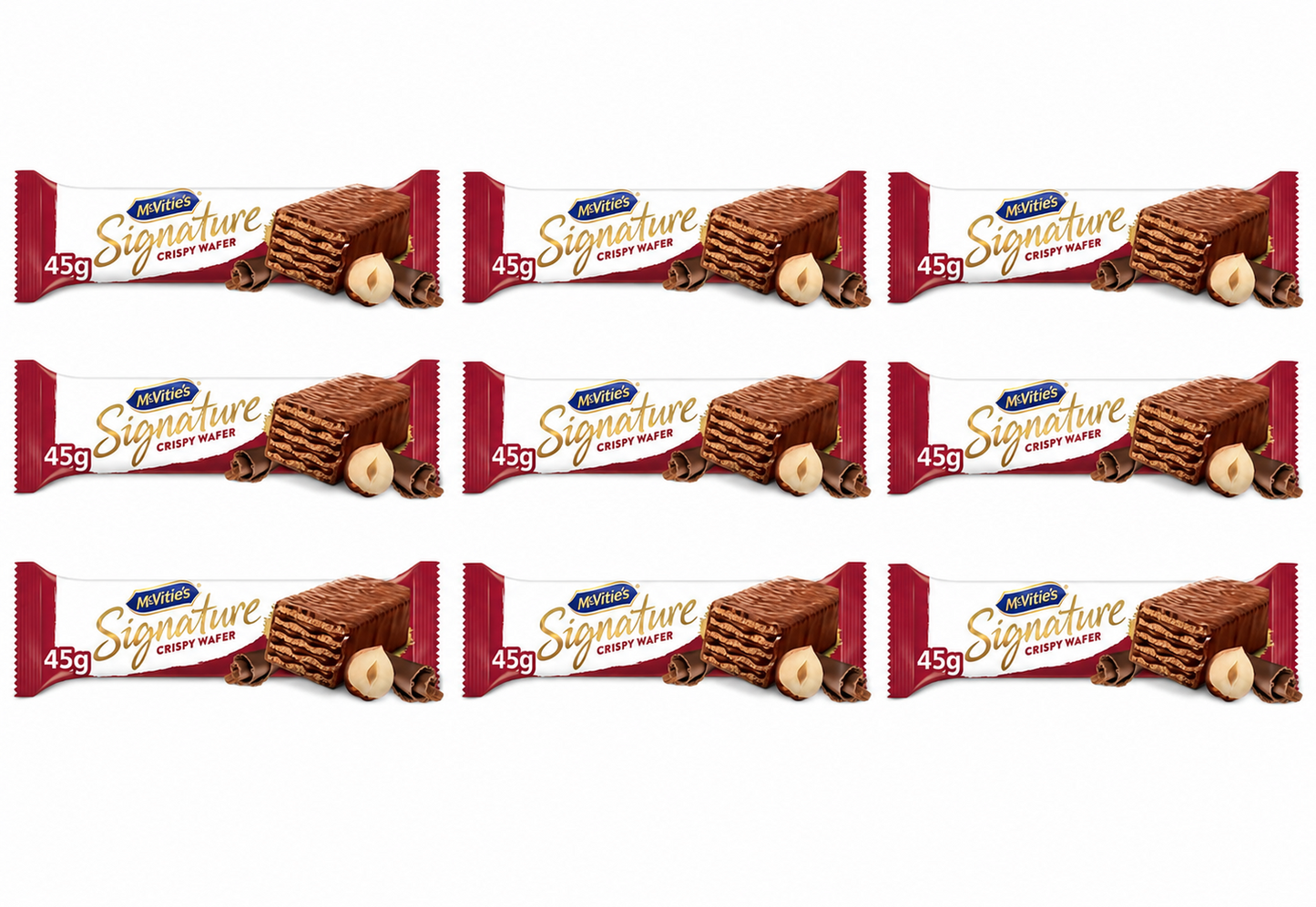 McVitie’s Signature Crispy Wafer Bars 45g x 9 Chocolate Hazelnut Snack Pack