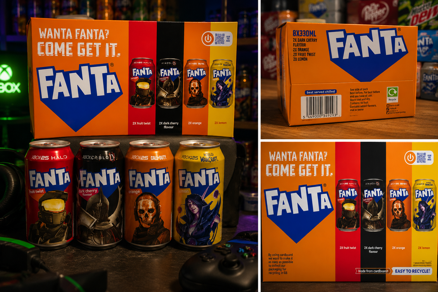 Fanta Xbox Gaming Promo 8x330ml Multipack Halo Diablo COD WoW Limited Edition
