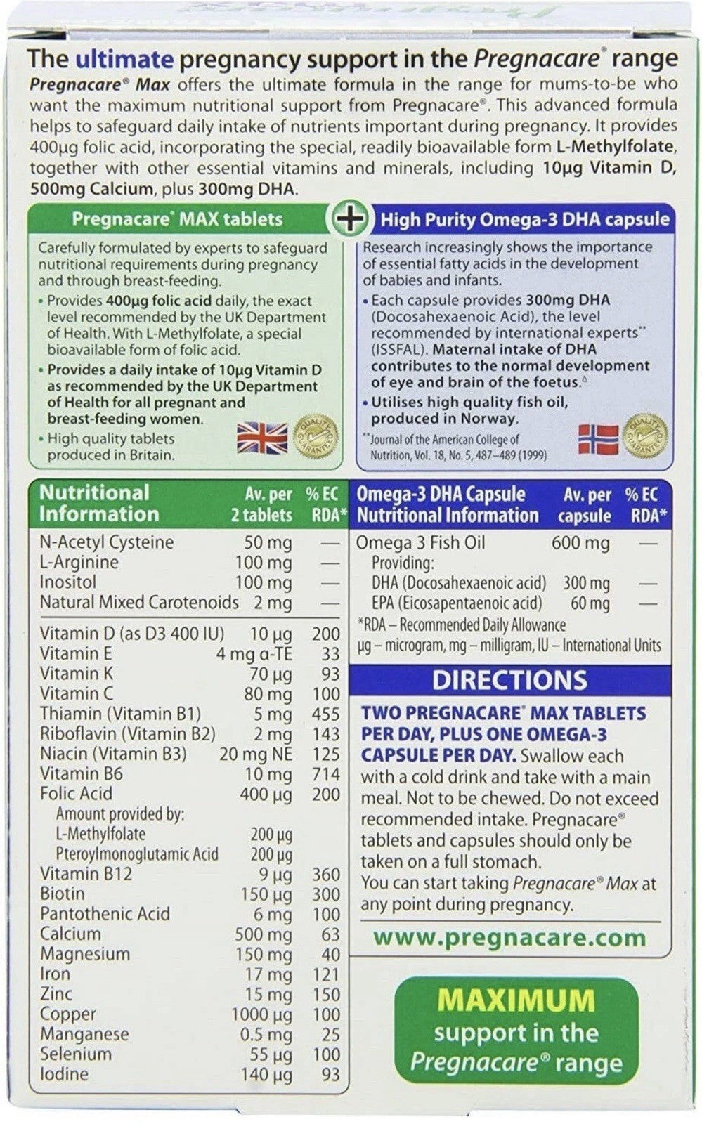 Vitabiotics Pregnacare Max Tablets Plus Omega 84 Capsules