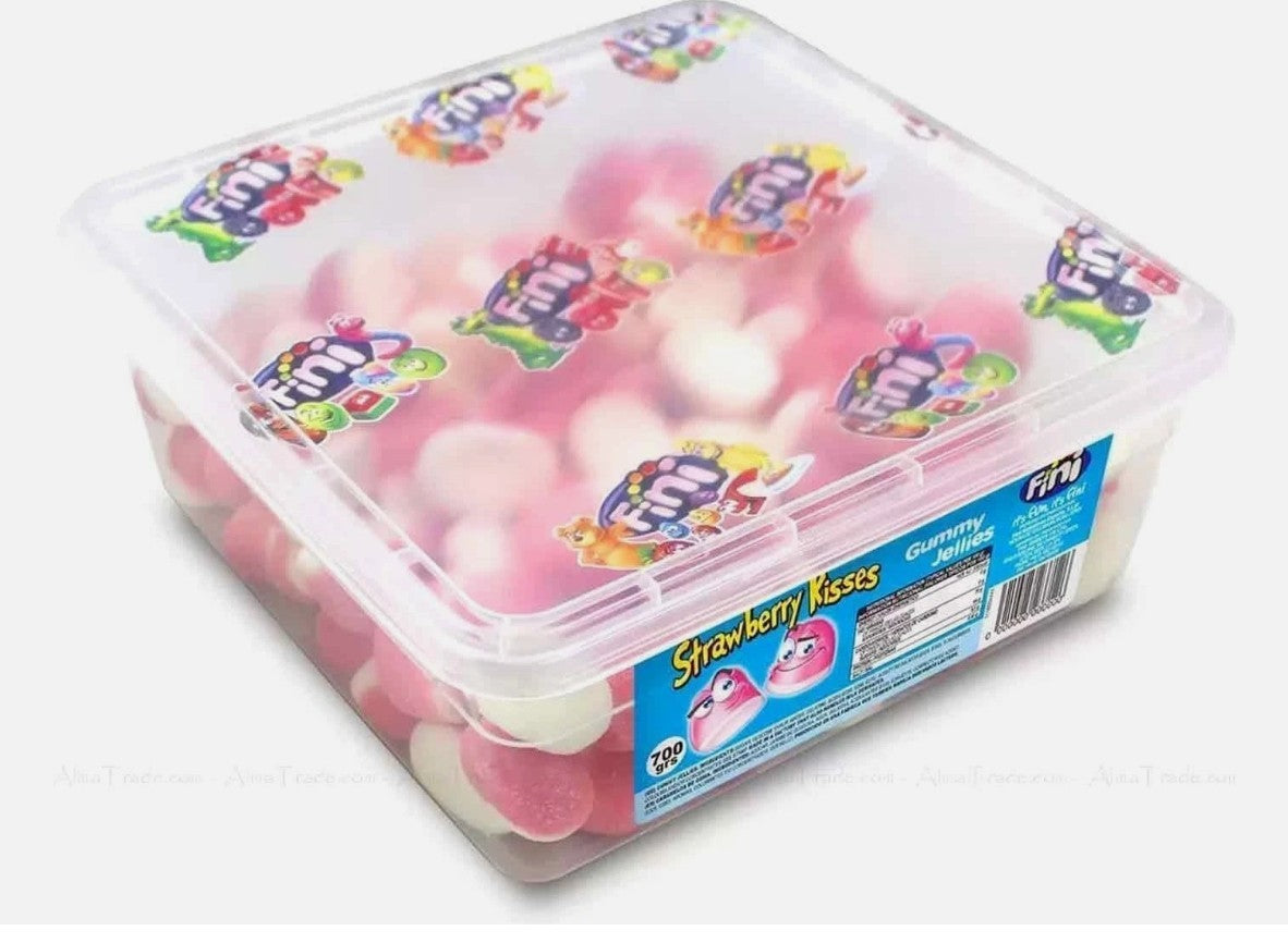 Fini Strawberry Kisses Tub Kids Party Bag Candy Gummy Jellies Sweets 500g & 1kg
