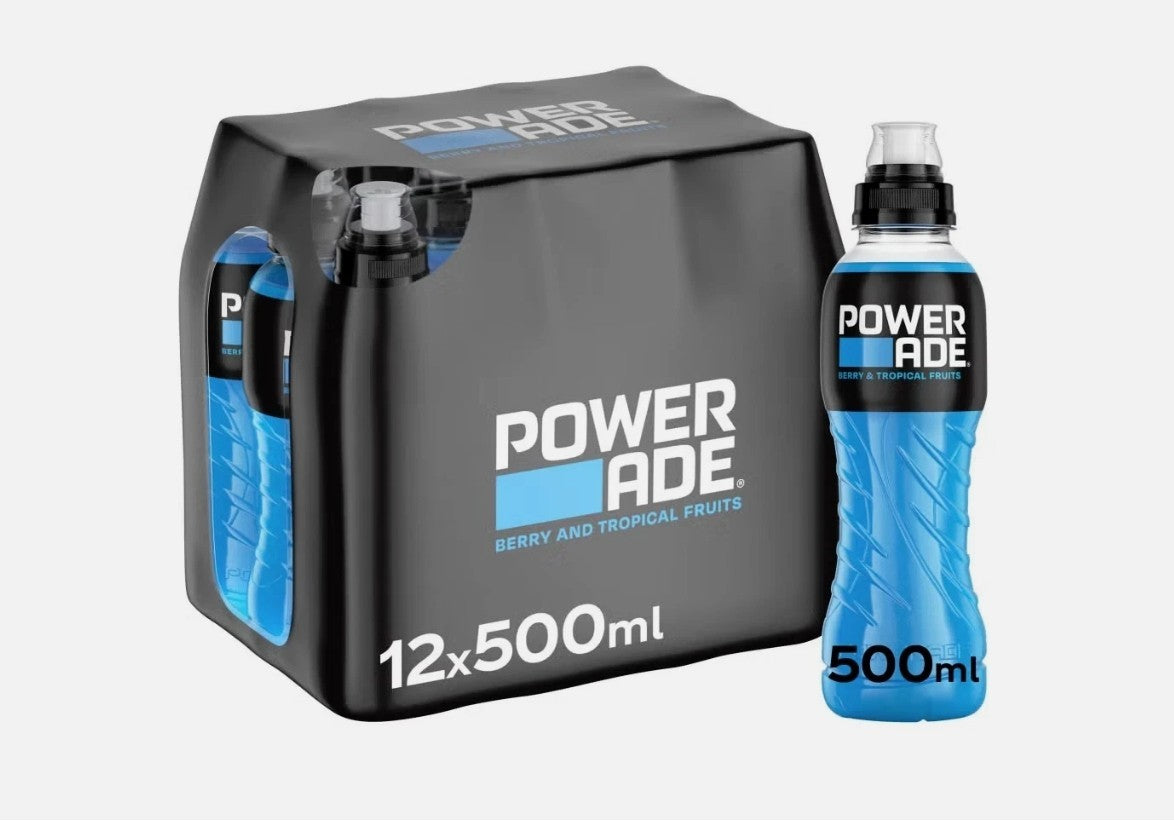 6 x Powerade Berry & Tropical Fruits 500ml Sports Drink Bottles Isotonic Hydrati