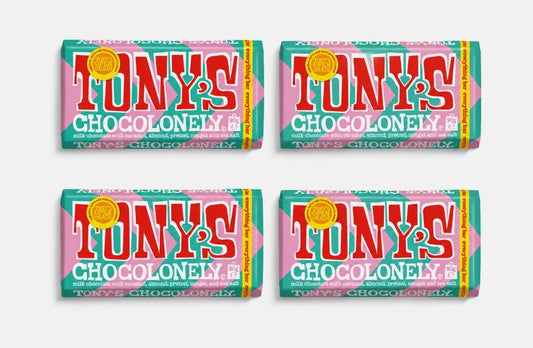 Tony's 90g Chocolonely Milk Chocolate Bar pack of 4 bars 90g each