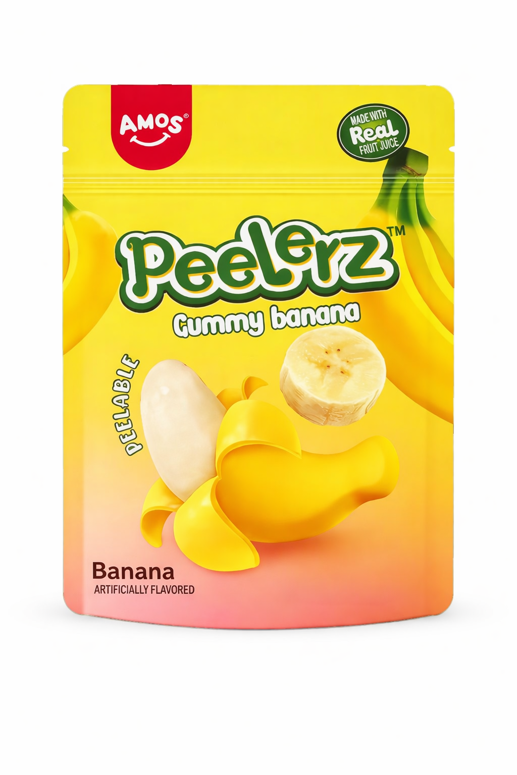 AMOS Peelz Gummy Candy Banana & Lychee Peelable 65g 2-2 each flavour bag