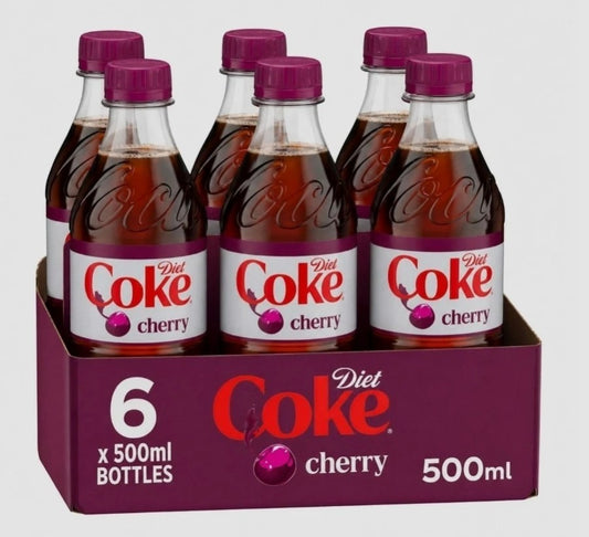 Diet Coke Cherry 500ml Bottles – Pack of 6 – Fast & Safe Delivery