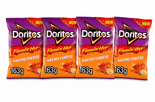 Doritos new Flamin Hot Nacho Cheese Flavour Corn Crisps 4x163g