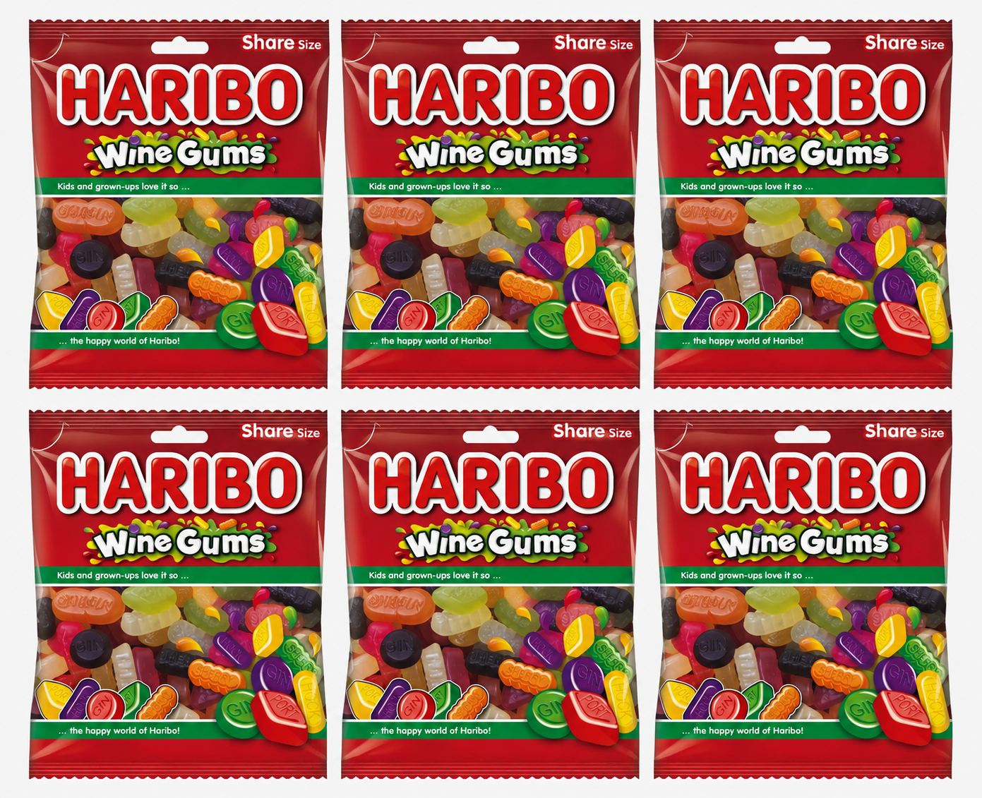 haribo Wine Gums Share Size Bags Soft Fruity Chewy Sweets Candy 140 g