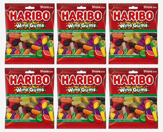 haribo Wine Gums Share Size Bags Soft Fruity Chewy Sweets Candy 140 g