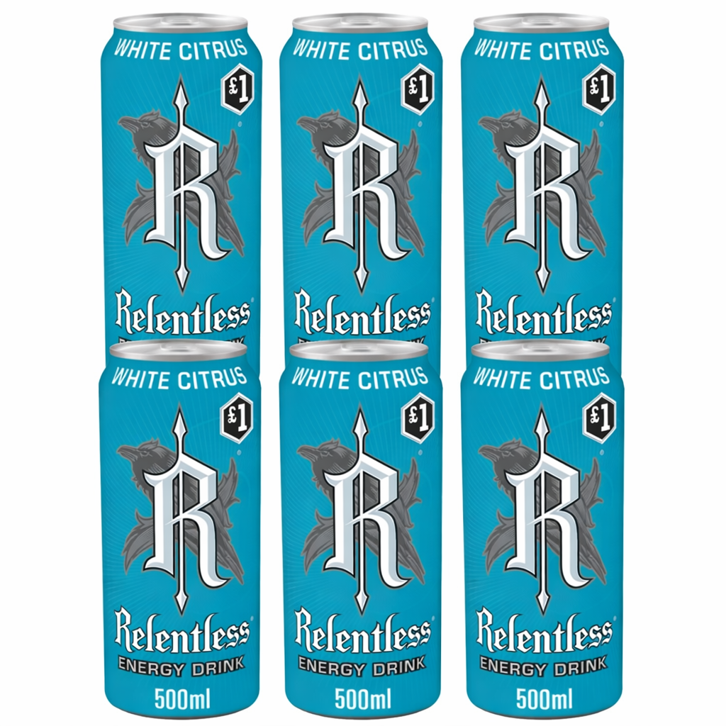 Relentless White Citrus Energy Drink 6x 500ml Cans NEW UK Launch Rare Bundle