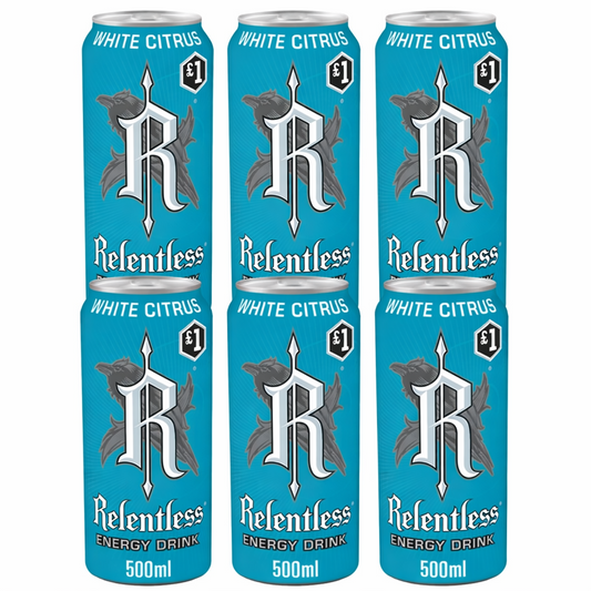 Relentless White Citrus Energy Drink 6x 500ml Cans NEW UK Launch Rare Bundle