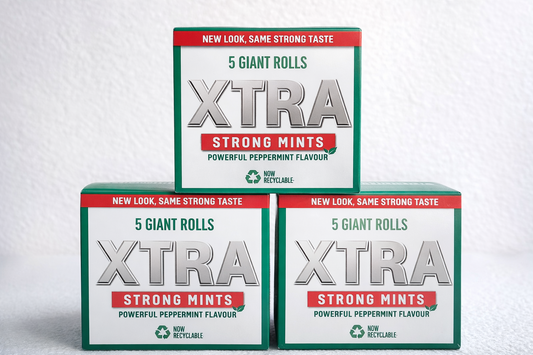 XTRA Strong Mints 5 Giant Rolls – Powerful Peppermint – Bulk Box – Fresh & Seale