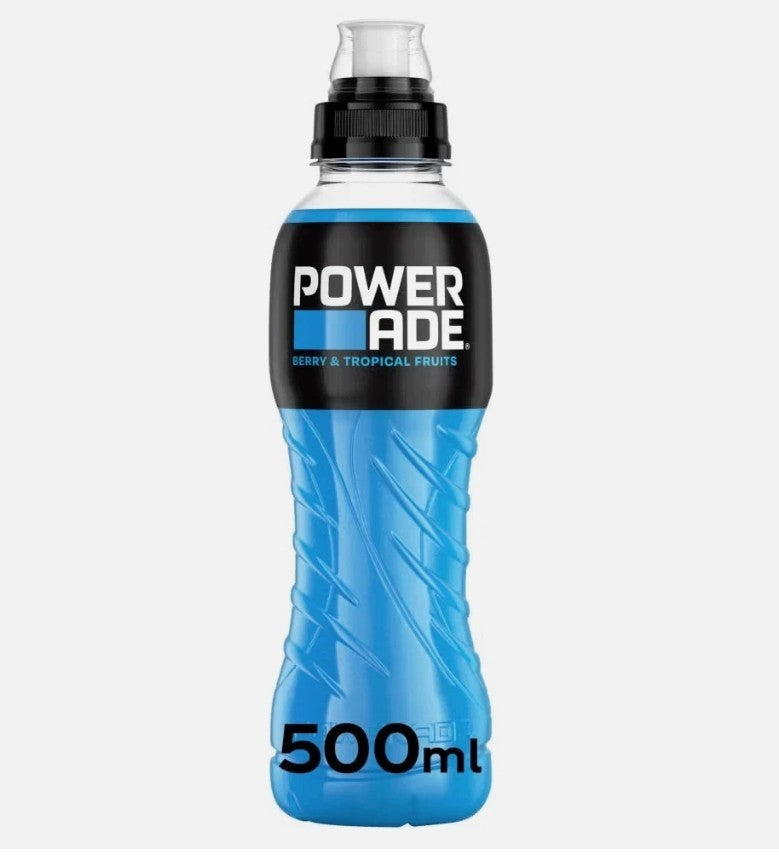 6 x Powerade Berry & Tropical Fruits 500ml Sports Drink Bottles Isotonic Hydrati