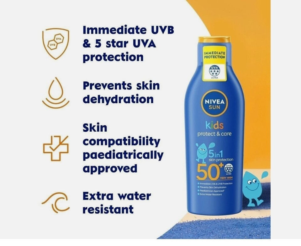 NIVEA Kids SPF 50+ Sun Lotion 200ml Protect & Care Very High Protection