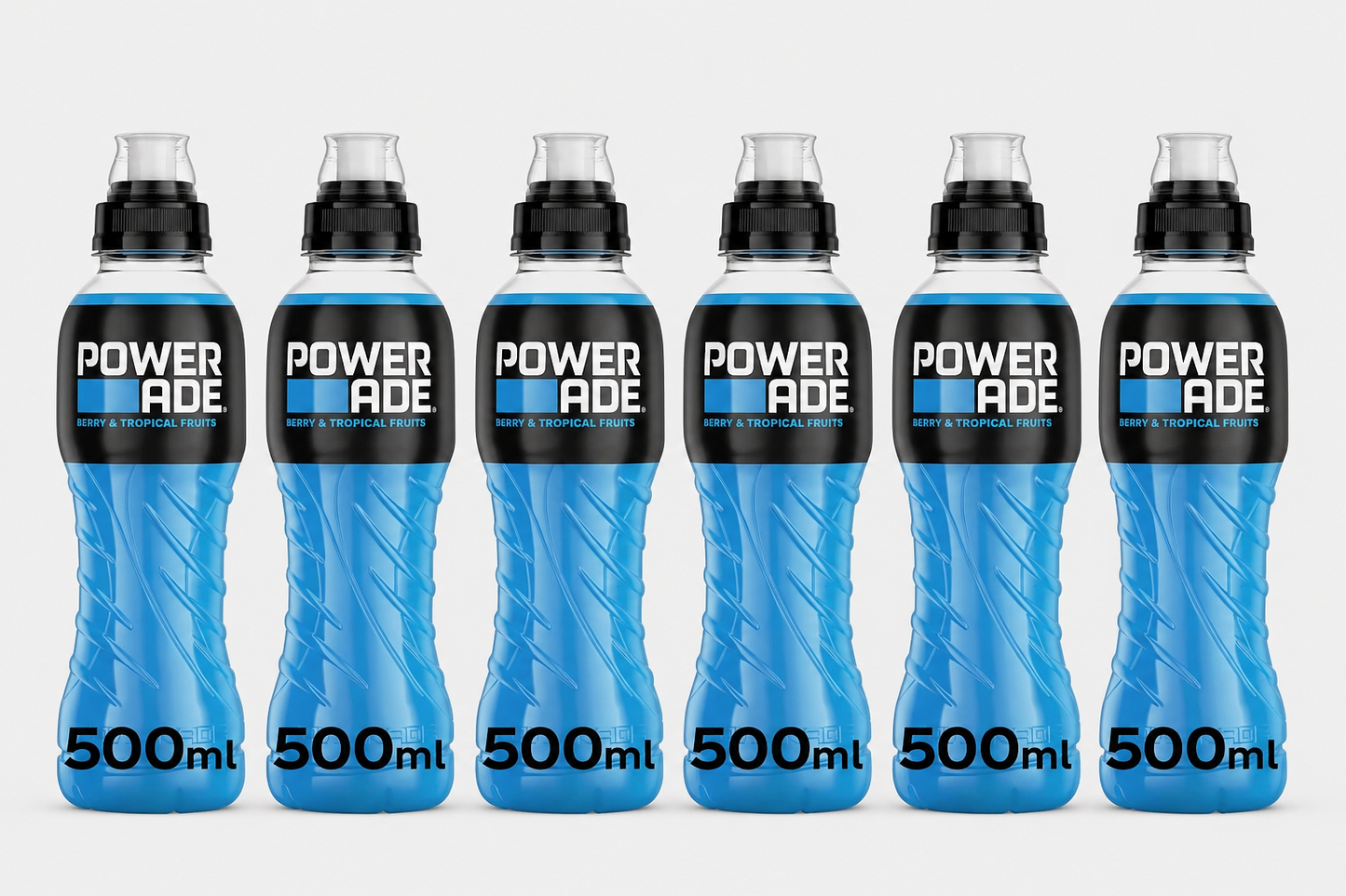 6 x Powerade Berry & Tropical Fruits 500ml Sports Drink Bottles Isotonic Hydrati