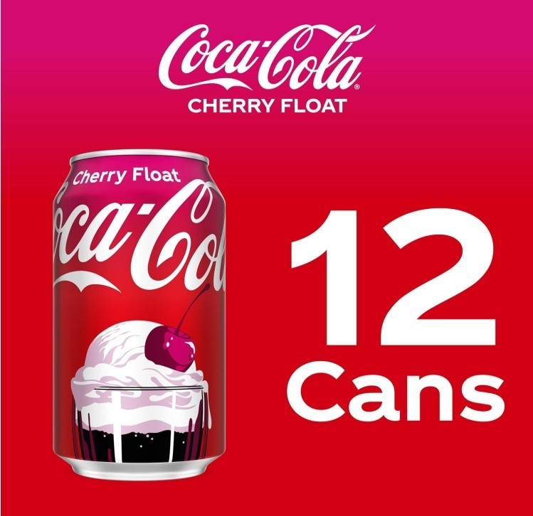 Coca Cola Cherry Float 330ml Cans Sparkling Soft Drink Vegans Treat Half Case 12