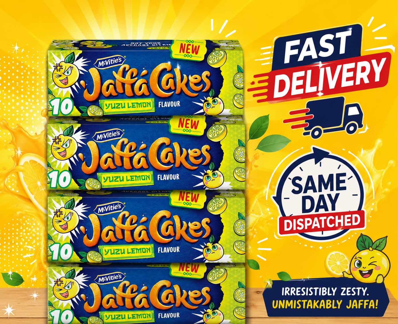 McVitie's Jaffa Cakes Yuzu Lemon Flavour x4 Packs (40 Cakes) New Fast Post