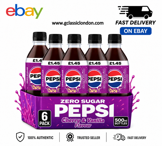 Pepsi Zero Sugar Cherry & Vanilla 500ml x 6 Bottles Soft Drink Fast Delivery